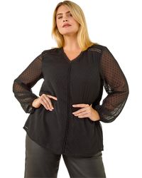 Roman - Curve Textured V-Neck Top - Lyst