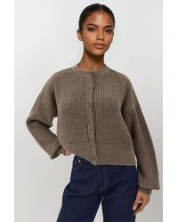 Hiccup - Textured Crew Neck Long Sleeve Cardigan With Buttons - Lyst