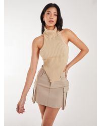 Pink Vanilla - High Neck Chunky Knit Halter Top - Lyst