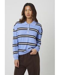 Brave Soul - Light Long Sleeve Striped Knit Polo Jumper - Lyst
