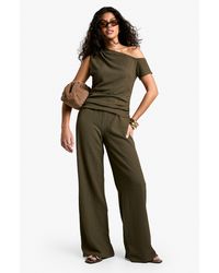 Boohoo - Textured Asym Hem Sleeveless Top & Trouser Co-Ord - Lyst