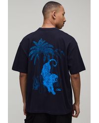 BoohooMAN - Oversized Palm Tiger Print T-Shirt Cotton - Lyst