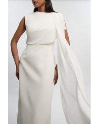 Karen Millen - Polished Tailored Cape Drape Maxi Column Dress - Lyst