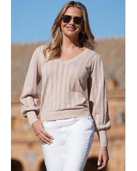 Sosandar - Blush Sparkle Metallic Pointelle Jumper - Lyst