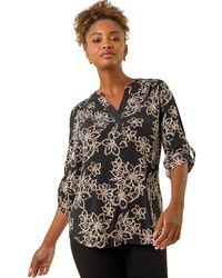 Roman - Floral Puff Print Stretch Top - Lyst