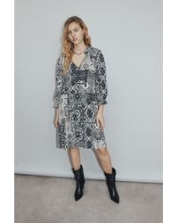 IKKS - Scarf Print Long Sleeve Dress - Lyst