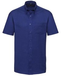 Russell - Collection Short Sleeve Easy Care Oxford Shirt (Bright Royal) - Lyst