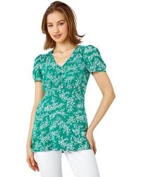 Roman - Ditsy Floral Print V-Neck Stretch T-Shirt - Lyst