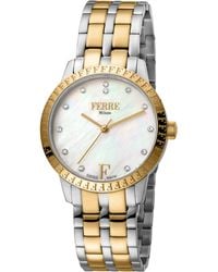 Ferré - Ladie's Mother Of Pearl Dial Gp Stainless Steel Watch - Lyst
