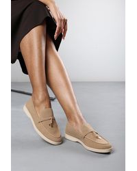 Where's That From - Wheres 'Charming' Slip On Suede Loafers Metal Trim Tassel - Lyst