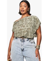 Boohoo - Plus Burnout Slouchy Off The Shoulder Top - Lyst