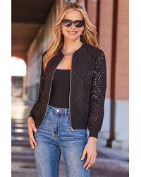 Sosandar - Broderie Detail Bomber Jacket - Lyst