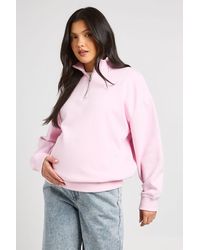 Boohoo - Maternity Oversized Half Zip Sweatshirt - Lyst
