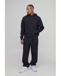 BoohooMAN - Regular B Embroidered Piped Hoodie & Oversized Jogger Tracksuit - Lyst