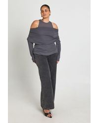 Boohoo - Plus 2-1 Layered Asymmetric Long Sleeve Top - Lyst