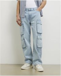 River Island - Cargo Jeans Loose Fit Cotton - Lyst