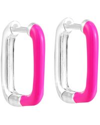 SEOL + GOLD - Sterling Rectangle Enamel Hoops - Lyst
