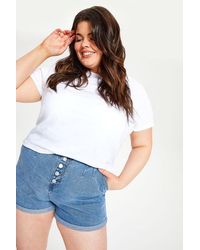 Urban Bliss - Curve Virgo Button Front Short Mid Wash - Lyst