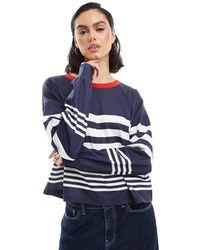 ASOS - Oversized Sweat Shirt With Nautical Stripe - Lyst