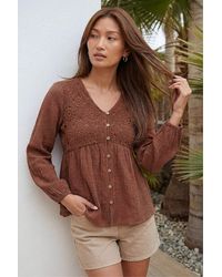 Roman - Crochet Button Up Blouse - Lyst