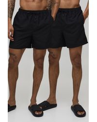 BoohooMAN - 2 Pack Mid Length Bm Autograph Swim Short - Lyst