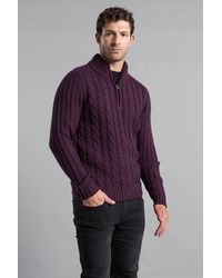 Kensington Eastside - Cable Knit Half-Zip Jumper - Lyst