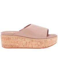 Fitflop - Womenss Fit Flop Eloise Leather Wedge Slide Sandals - Lyst
