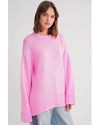 MixRay - Oversized Gerippter Strickpullover Mit Rundhalsausschnitt - Lyst
