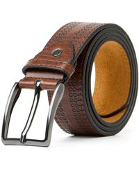 Woodland Leathers - Leather Lined Belt With Decorative Pattern - Lyst