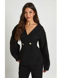 Boohoo - Trim Barrel Sleeve Blazer - Lyst