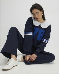 River Island - Sweatshirt Long Sleeve Collared Number Cotton - Lyst