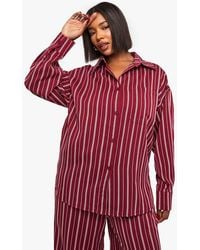 Boohoo - Plus Oversized Stripe Shirt - Lyst