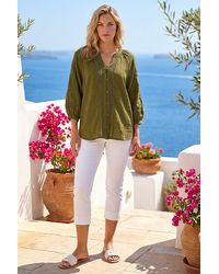 Roman - Embroidered Cotton Sleeve Blouse - Lyst