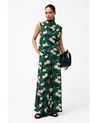 French Connection - Floral Print High Neck Sleeveless Draped Top - Lyst