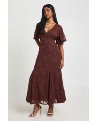 Boohoo - Burnout Floral Angel Sleeve Midaxi Dress - Lyst