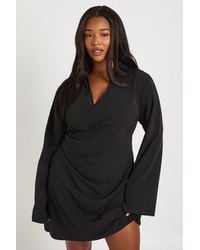 Boohoo - Plus Woven Wrap Drape Detail Mini Dress - Lyst