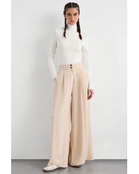 Hiccup - High-Waist Super Wide Leg Trousers With Button Detail - Lyst