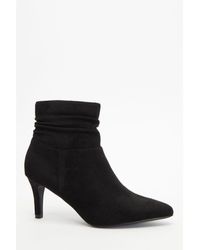 Quiz - Faux Suede Ruched Heeled Ankle Boots - Lyst