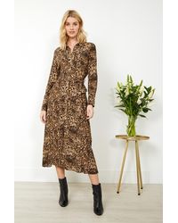 Sosandar - Animal Print Belted Midi Shirt Dress - Lyst