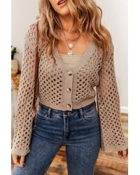 Azura Exchange - Open Gehaakt Korte Cardigan - Lyst
