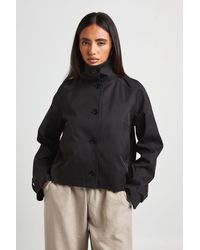 Boohoo - Funnel Neck Button Up Trench Coat - Lyst