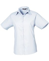 PREMIER - Ladies Poplin Short-Sleeved Blouse (Light) - Lyst