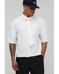 BoohooMAN - Oversized Boxy Half Sleeve Shirt And Tie - Lyst