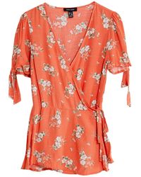 New Look - Tie Sleeve Floral Wrap Blouse - Lyst