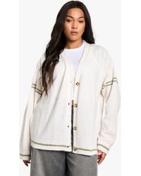 Boohoo - Plus Oversized Knitted Boyfriend Cardigan - Lyst