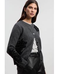 Karen Millen - Lace Embellished Cosy Knit Cardigan - Lyst
