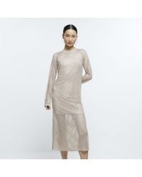 River Island - Jumper Midi Dress Knitted Sequin - Lyst