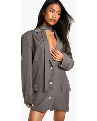 Boohoo - Tailored Oversized Boxy Fit Scarf Detail Blazer Dress - Lyst
