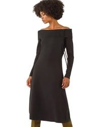 Roman - Floral Bardot Knit Midi Dress - Lyst