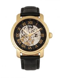 Reign - Kahn Automatic Skeleton Leather-Band Watch - Lyst